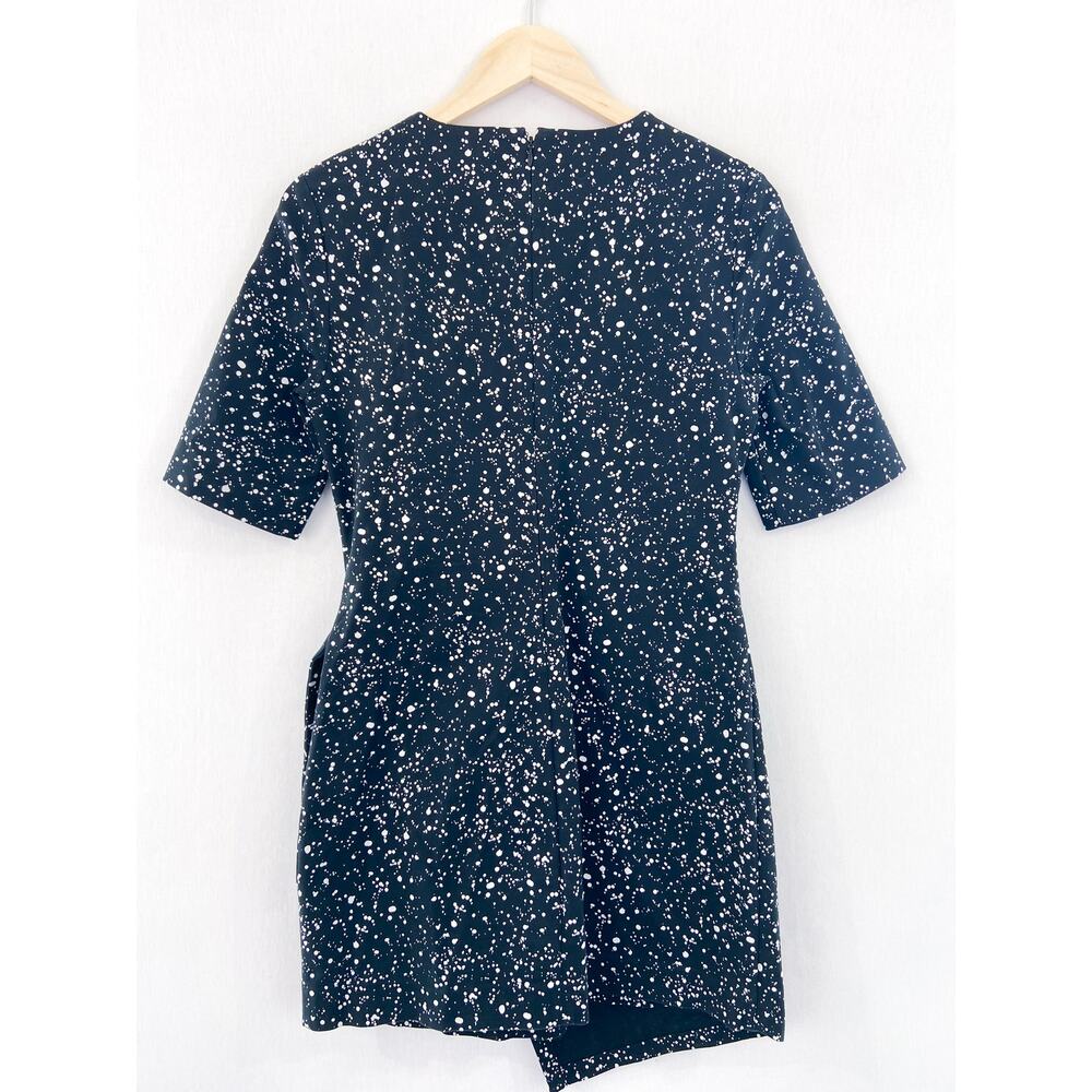 Kate Spade Saturday Black Faux Wrap Mini Dress size 4 Faux Wrap Paint Splatter - Picture 5 of 6